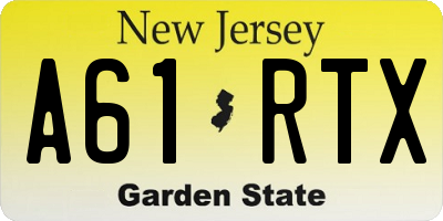 NJ license plate A61RTX