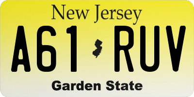 NJ license plate A61RUV