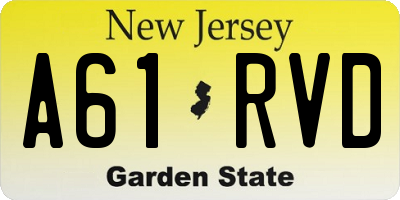 NJ license plate A61RVD