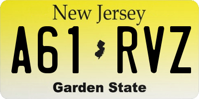 NJ license plate A61RVZ