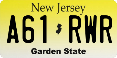 NJ license plate A61RWR