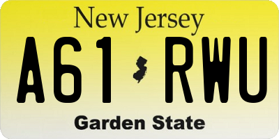 NJ license plate A61RWU