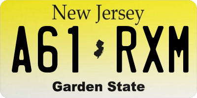 NJ license plate A61RXM