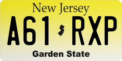 NJ license plate A61RXP