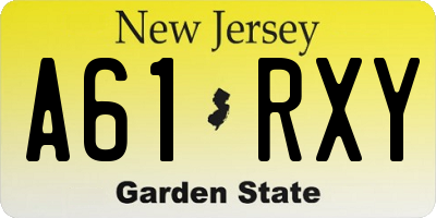 NJ license plate A61RXY