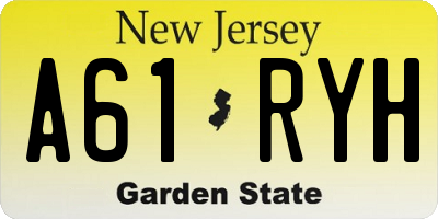 NJ license plate A61RYH