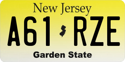 NJ license plate A61RZE