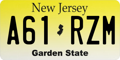 NJ license plate A61RZM