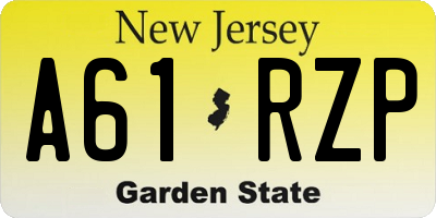 NJ license plate A61RZP