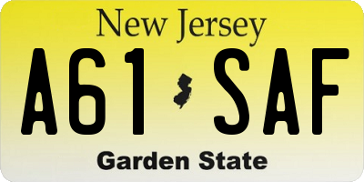 NJ license plate A61SAF