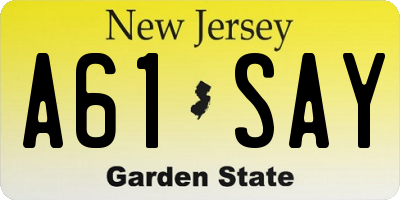 NJ license plate A61SAY
