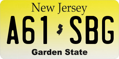 NJ license plate A61SBG