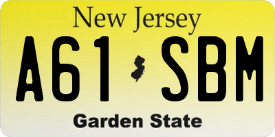 NJ license plate A61SBM