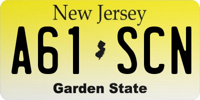 NJ license plate A61SCN