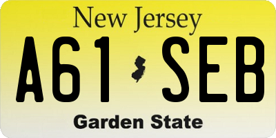 NJ license plate A61SEB