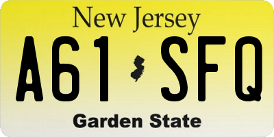 NJ license plate A61SFQ
