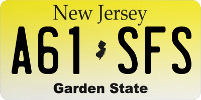 NJ license plate A61SFS