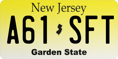 NJ license plate A61SFT
