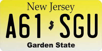 NJ license plate A61SGU