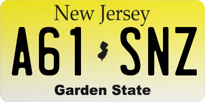 NJ license plate A61SNZ
