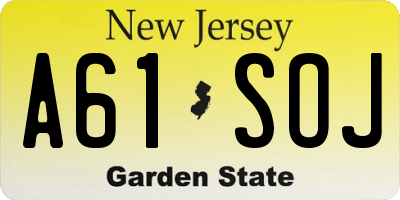 NJ license plate A61SOJ