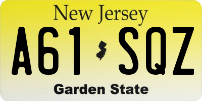 NJ license plate A61SQZ