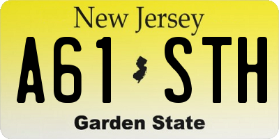 NJ license plate A61STH
