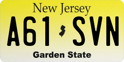 NJ license plate A61SVN