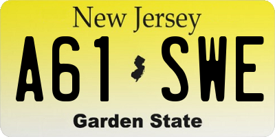 NJ license plate A61SWE