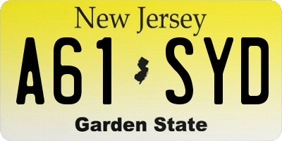NJ license plate A61SYD
