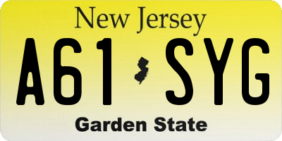 NJ license plate A61SYG