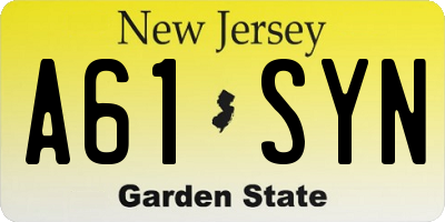 NJ license plate A61SYN