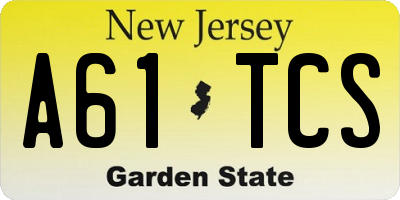 NJ license plate A61TCS