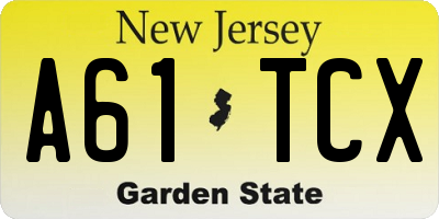 NJ license plate A61TCX