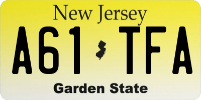 NJ license plate A61TFA