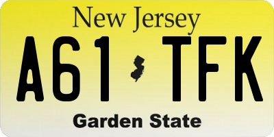 NJ license plate A61TFK