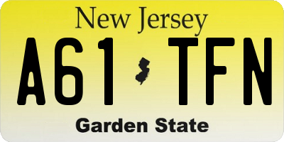 NJ license plate A61TFN