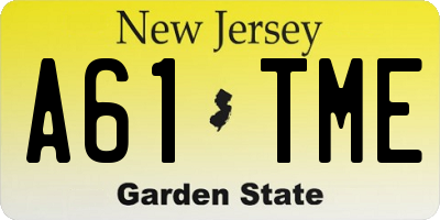 NJ license plate A61TME