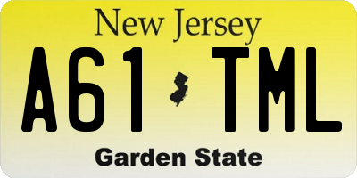 NJ license plate A61TML