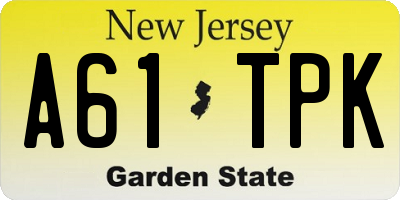NJ license plate A61TPK