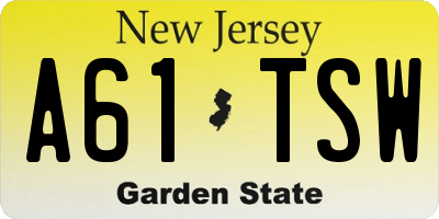 NJ license plate A61TSW