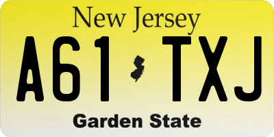 NJ license plate A61TXJ