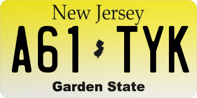 NJ license plate A61TYK