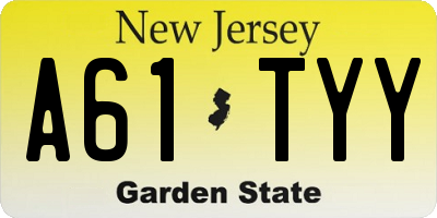 NJ license plate A61TYY