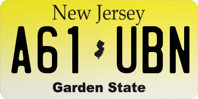 NJ license plate A61UBN