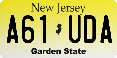 NJ license plate A61UDA