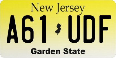 NJ license plate A61UDF