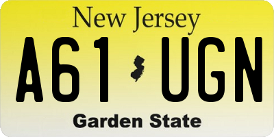 NJ license plate A61UGN