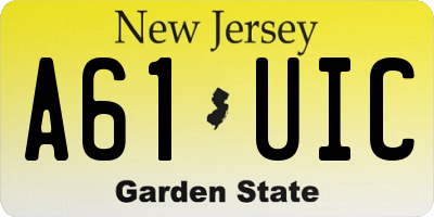 NJ license plate A61UIC