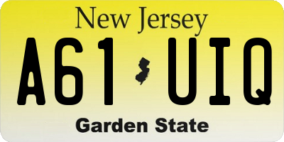 NJ license plate A61UIQ